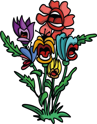 illustratie zingende bloemen